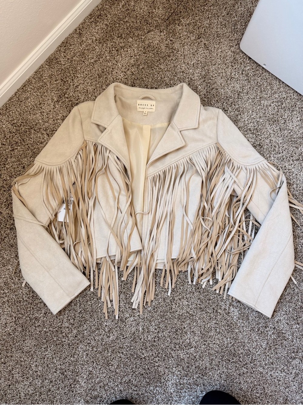 BB Dakota Cream Suede Fringe Jacket